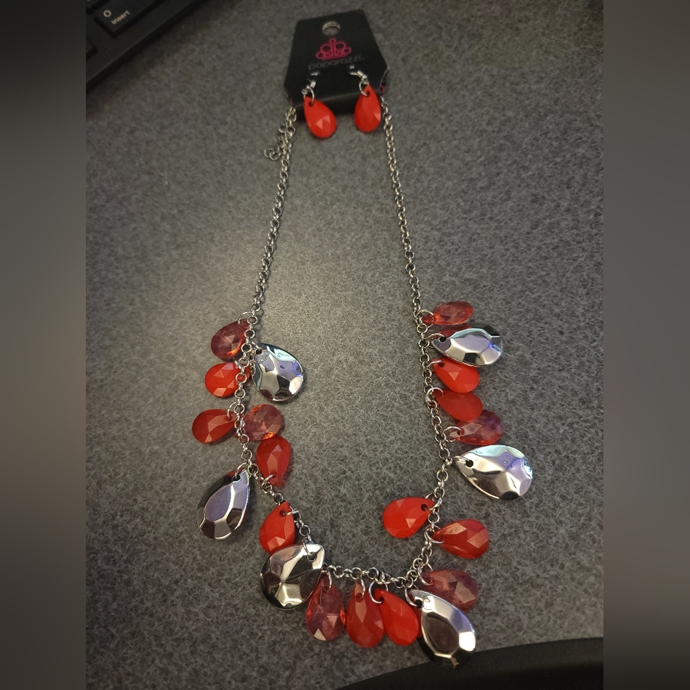 Red and Silver Paparazzi Necklace